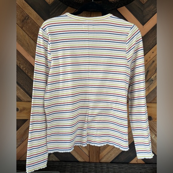 Madewell Long-Sleeve Baby Tee in Shimmer Stripe size Large - Picture 8 of 11